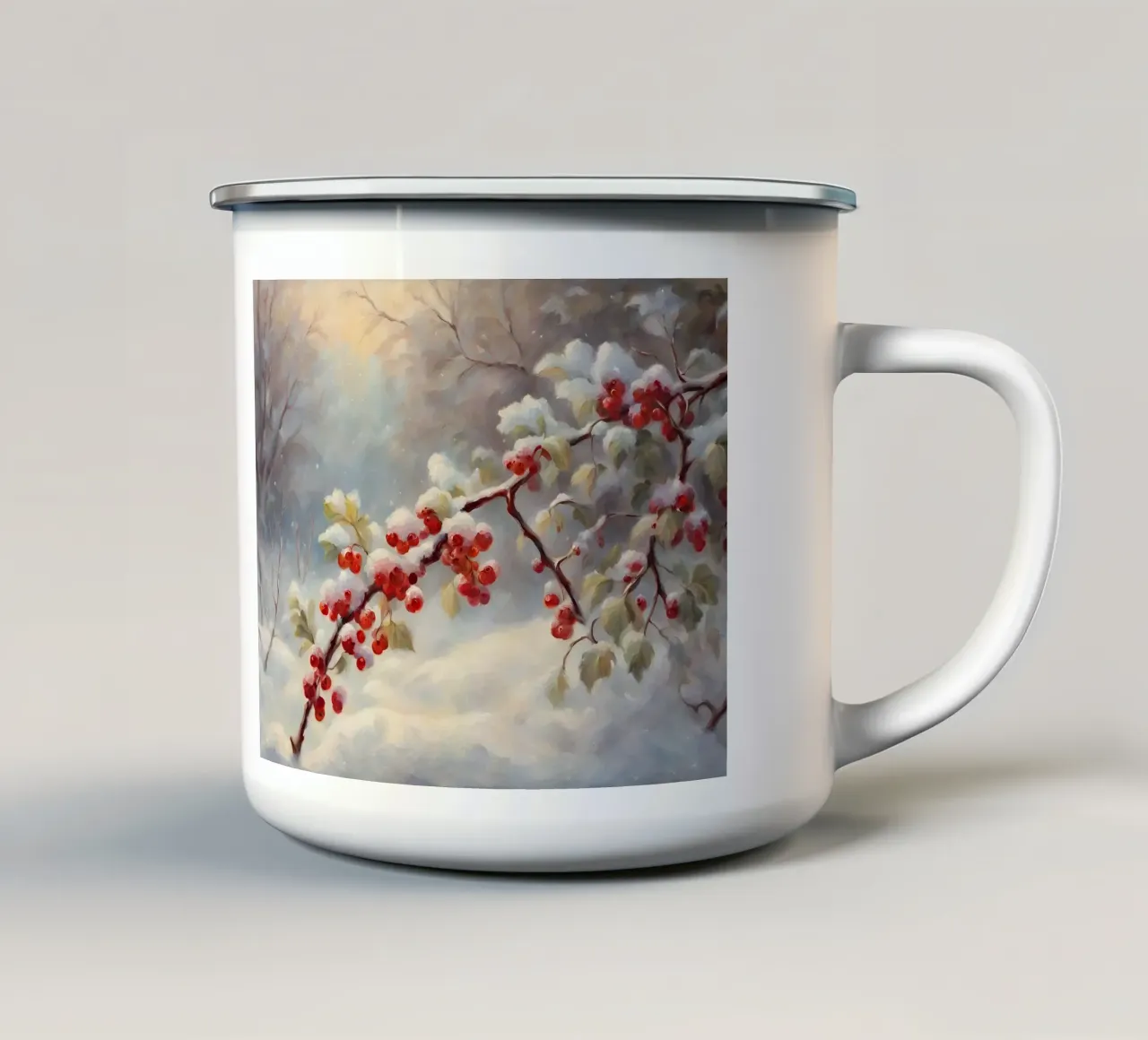 Stampa d'arte sulle bacche d'inverno tazza in smalto da Cozy Vibes
