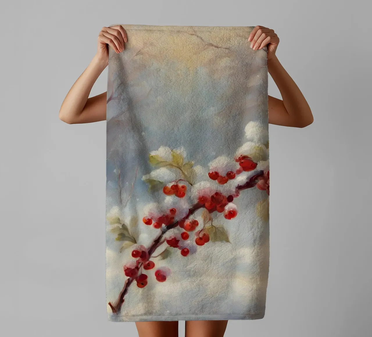 Winter Beerenzweig Art Print Handtuch von Cozy Vibes