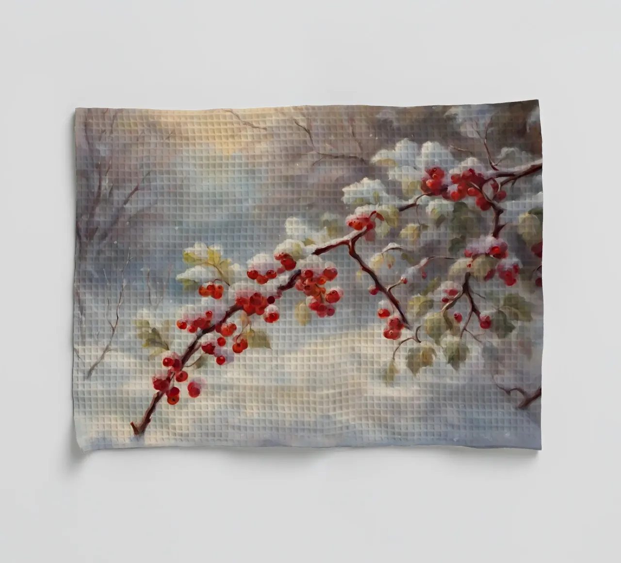 Winter Beerenzweig Art Print Geschirrtuch von Cozy Vibes