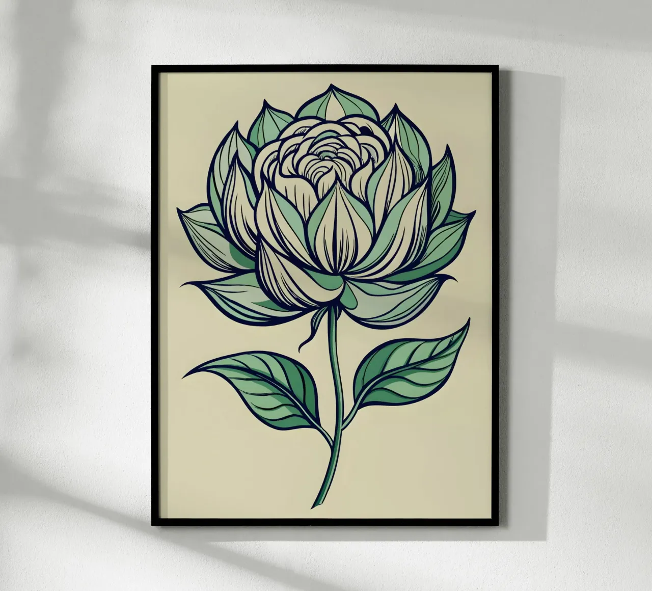 Serene Rose Blossom poster con telaio in legno da Artistic-shop