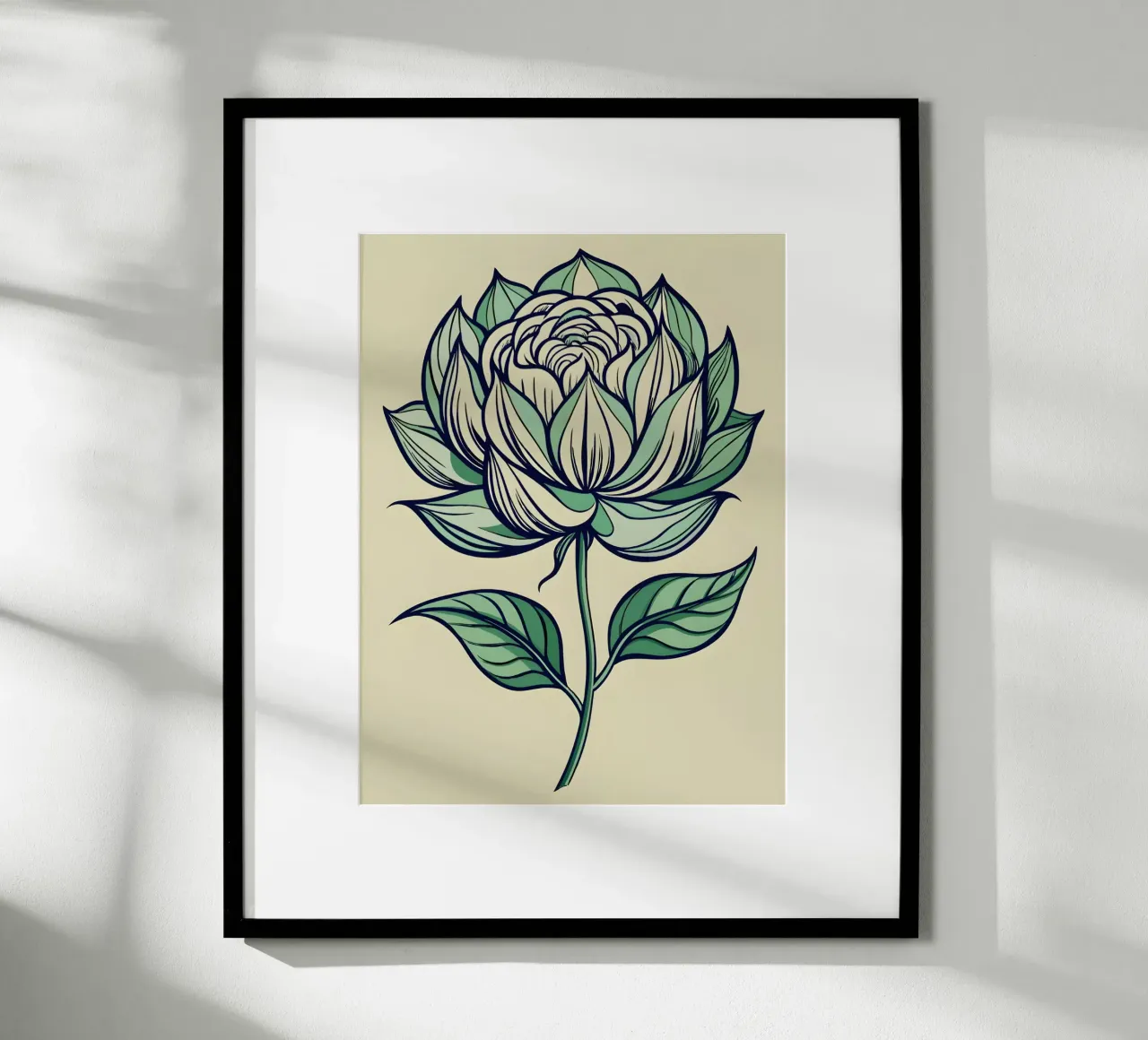 Serene Rose Blossom poster con telaio in legno da Artistic-shop