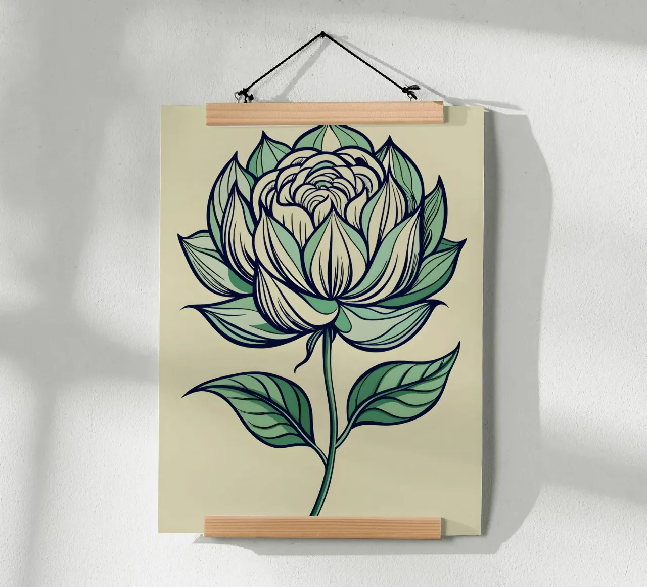 Serene Rose Blossom poster con telaio in legno da Artistic-shop