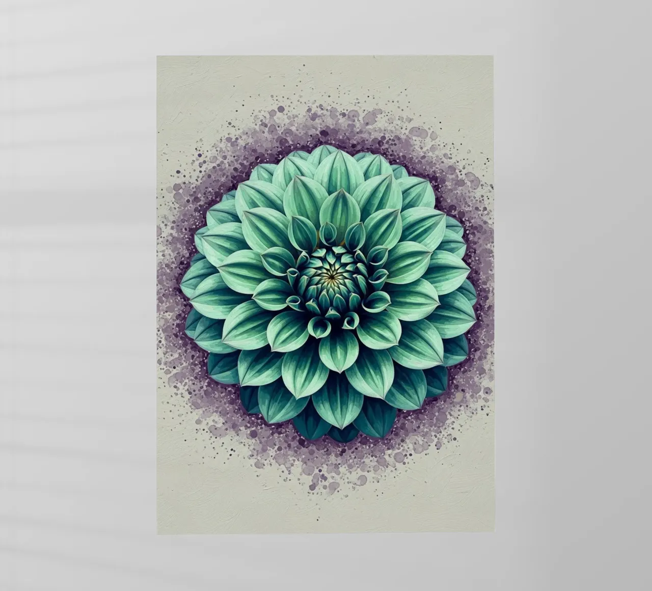 Sogno di dalia verde acqua: Illustrazione ad acquerello e inchiostro di un profumo pellicola backlit da Artistic-shop