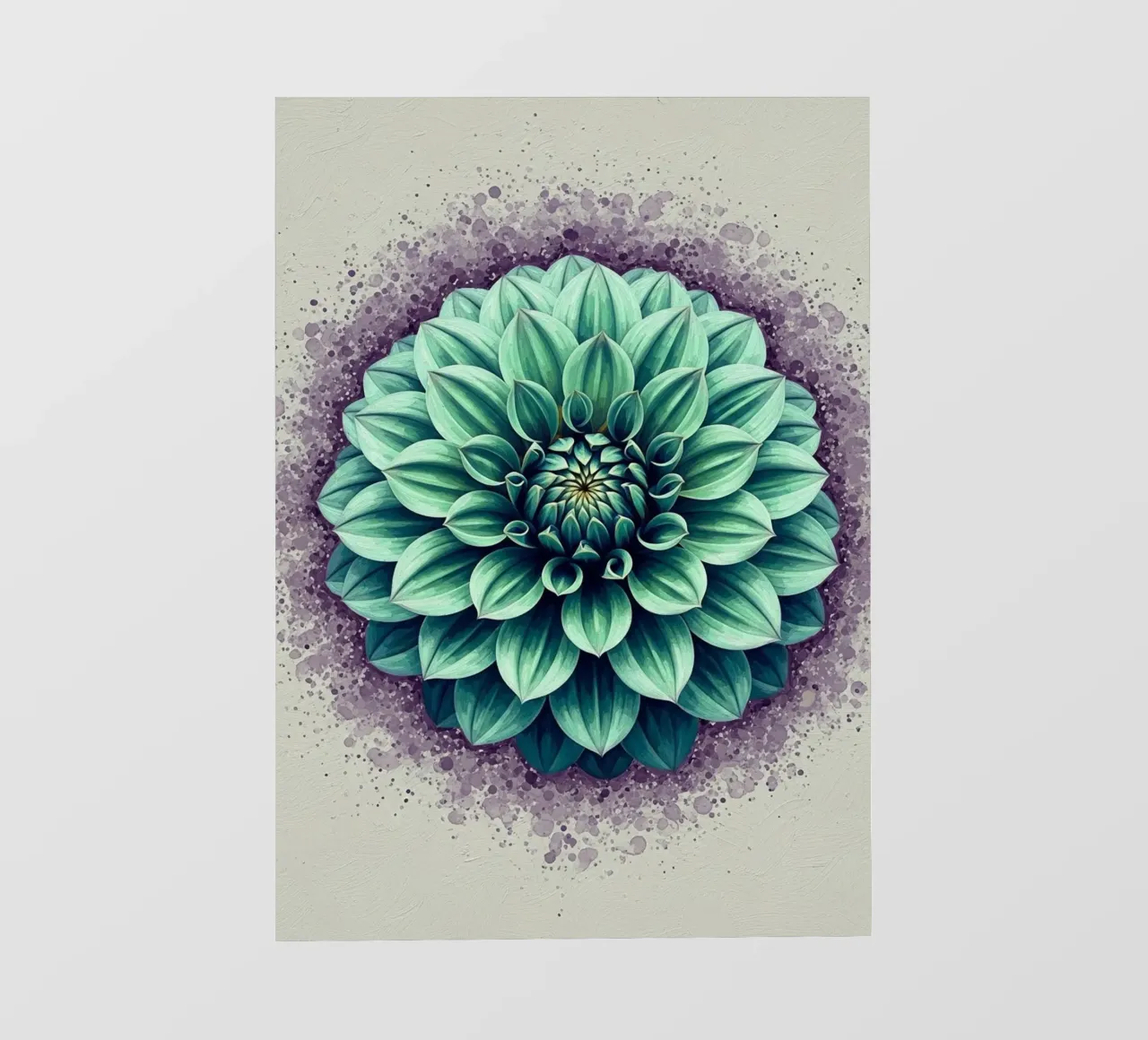 Sogno di dalia verde acqua: Illustrazione ad acquerello e inchiostro di un profumo pellicola backlit da Artistic-shop