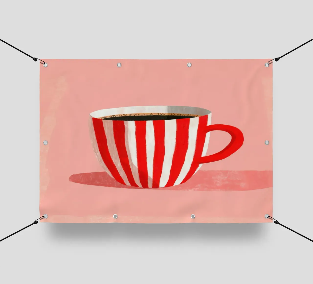 Illustrazione minimalista di una tazza di caffè telo in pvc da Nikis Art Studio