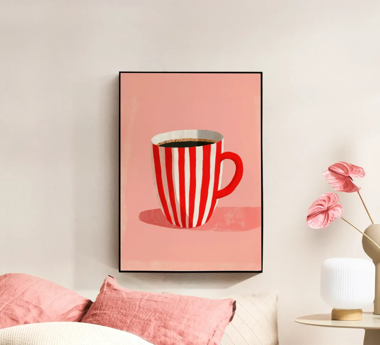 Illustrazione minimalista di una tazza di caffè plexiglass da Nikis Art Studio