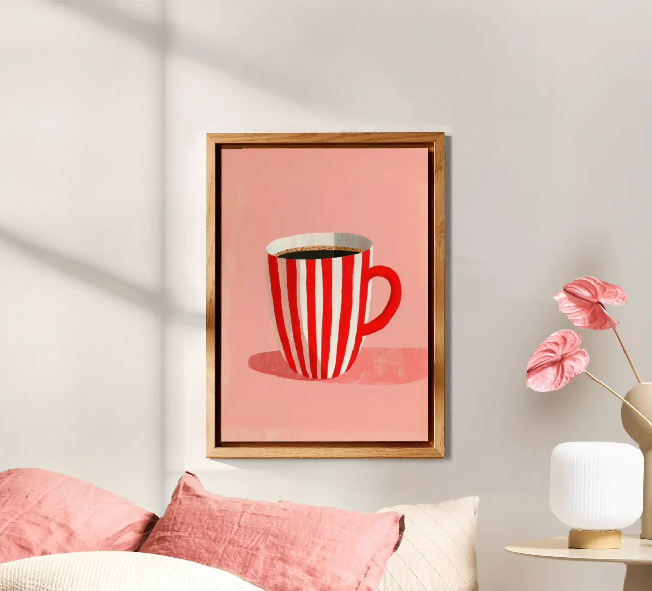 Illustrazione minimalista di una tazza di caffè alluminio dibond da Nikis Art Studio