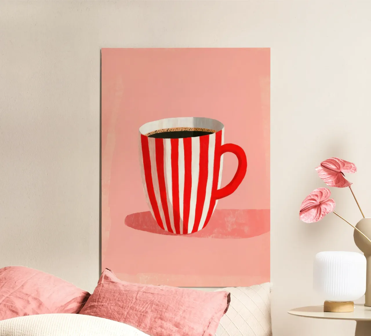 Illustrazione minimalista di una tazza di caffè alluminio dibond da Nikis Art Studio