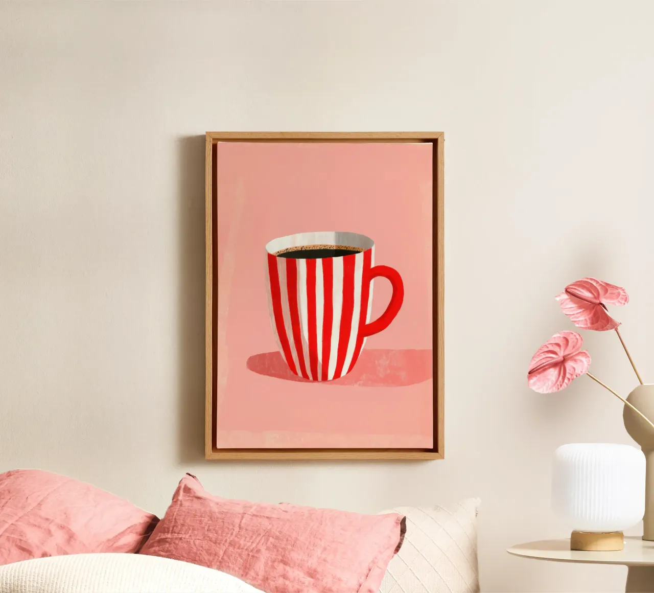 Illustrazione minimalista di una tazza di caffè tela da Nikis Art Studio