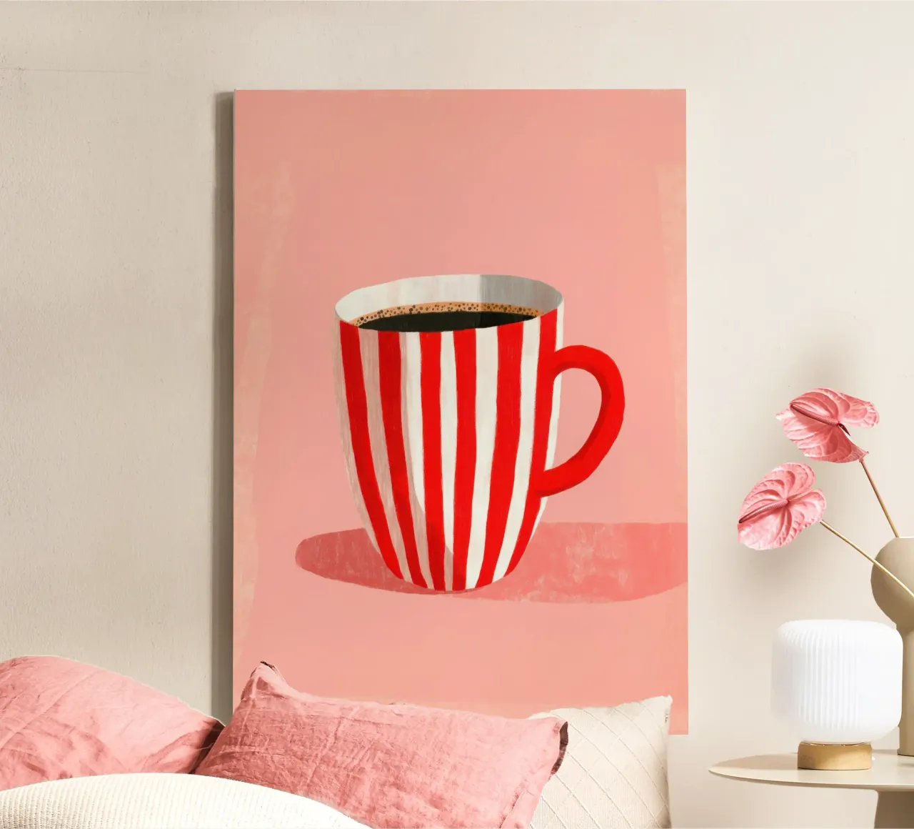 Illustrazione minimalista di una tazza di caffè tela da Nikis Art Studio