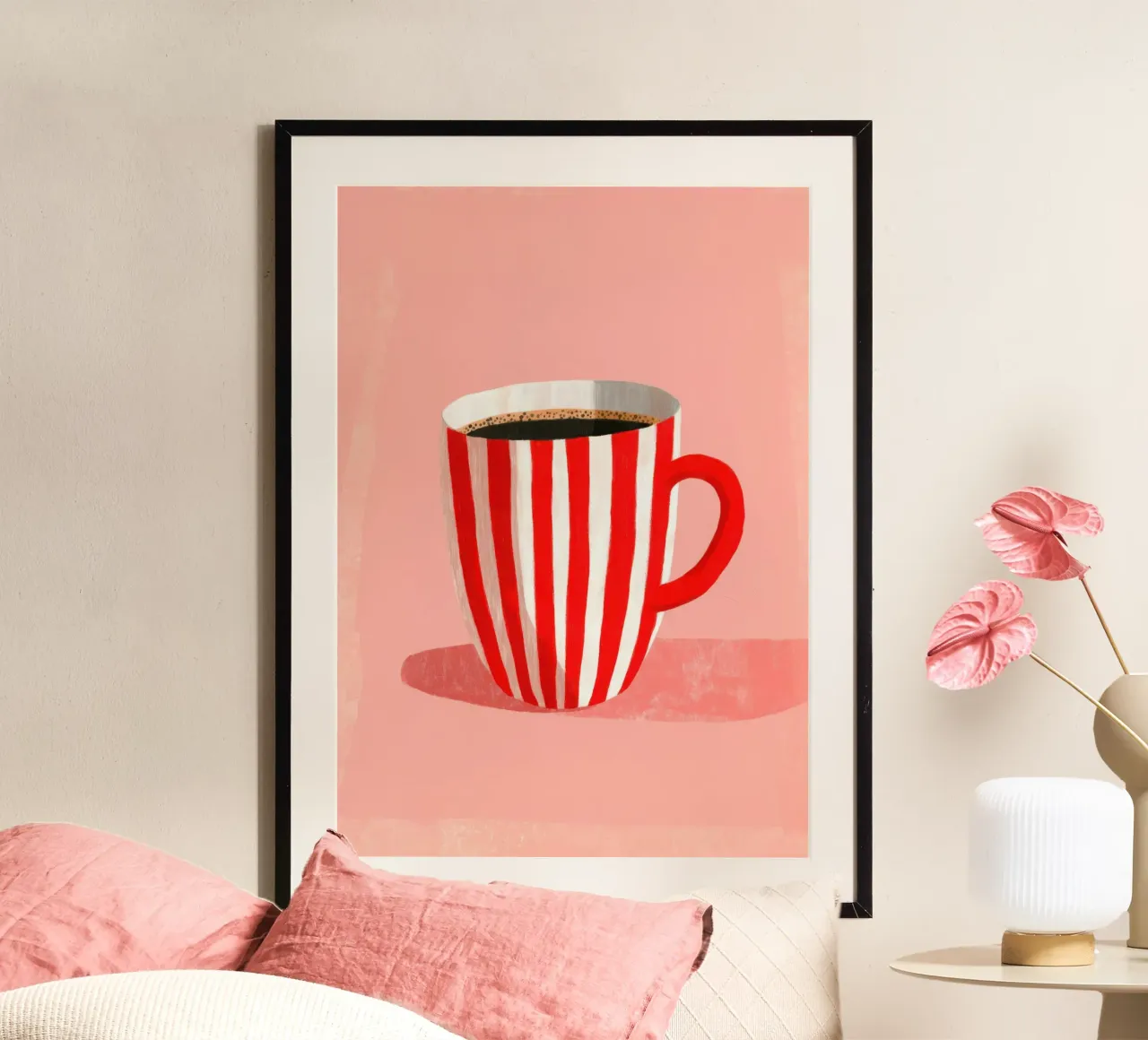 Illustrazione minimalista di una tazza di caffè carta hahnemühle da Nikis Art Studio