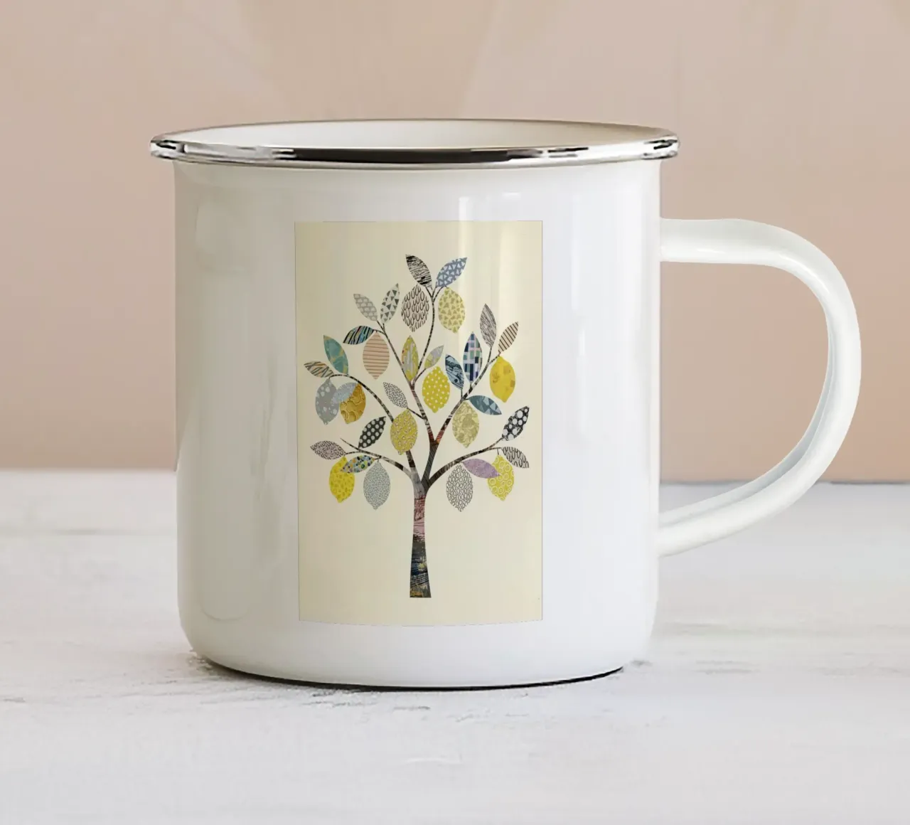 Stampa collage di un albero di limoni stravagante tazza in smalto da Artistic-shop
