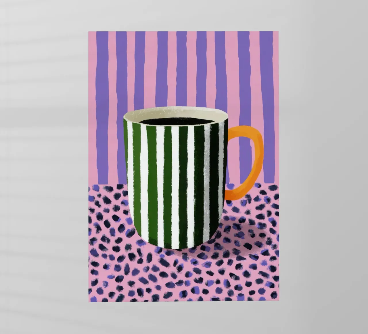 Illustrazione di tazza a righe minimalista pellicola backlit da Nikis Art Studio