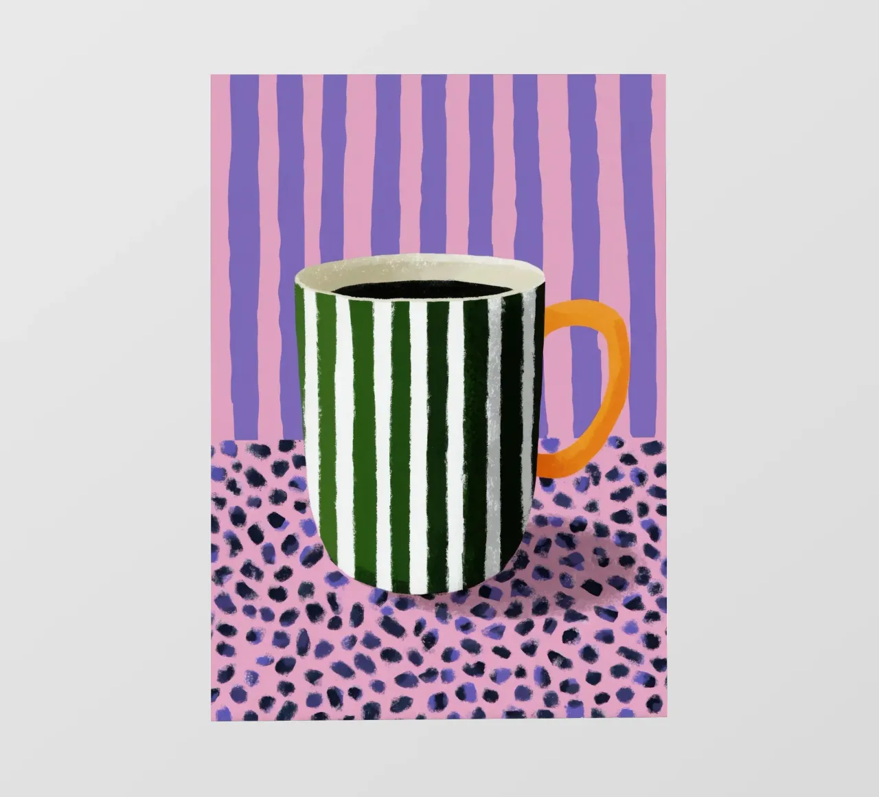 Illustrazione di tazza a righe minimalista pellicola backlit da Nikis Art Studio
