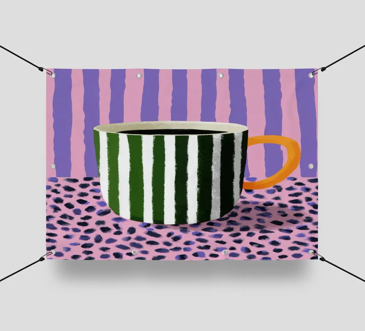 Illustrazione di tazza a righe minimalista telo in pvc da Nikis Art Studio