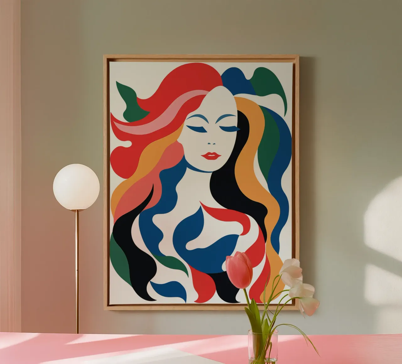 Colourful abstract portrait of a woman canvas by Autofocus