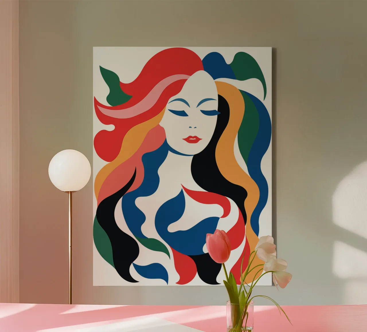 Colourful abstract portrait of a woman canvas by Autofocus