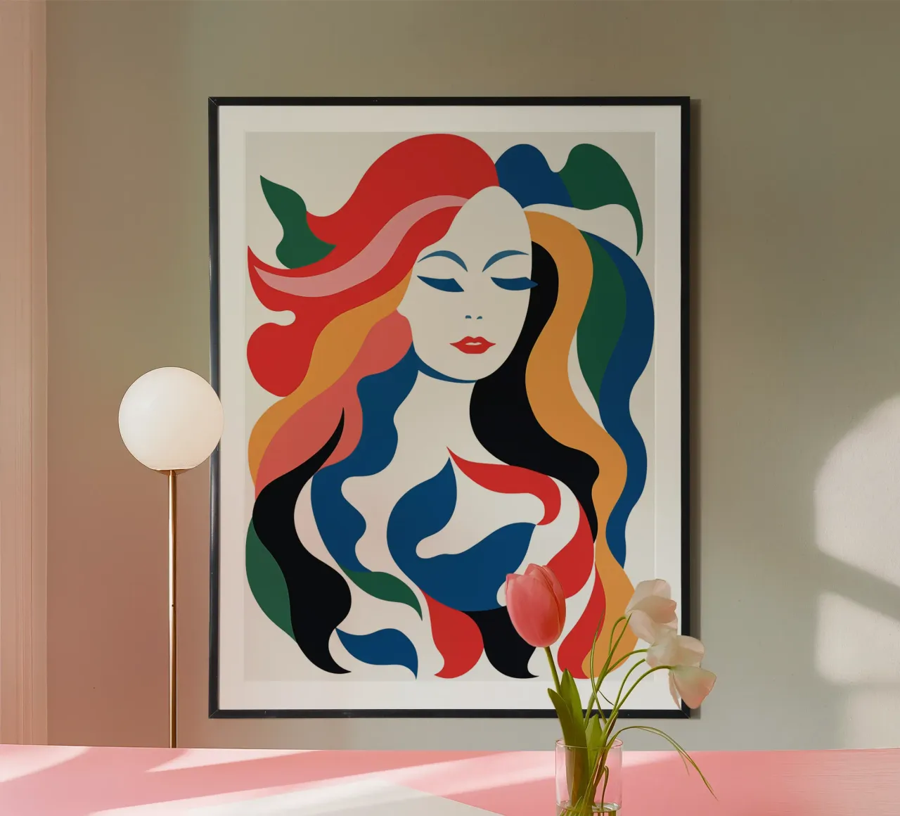 Ritratto astratto e colorato di una donna carta hahnemühle da Autofocus