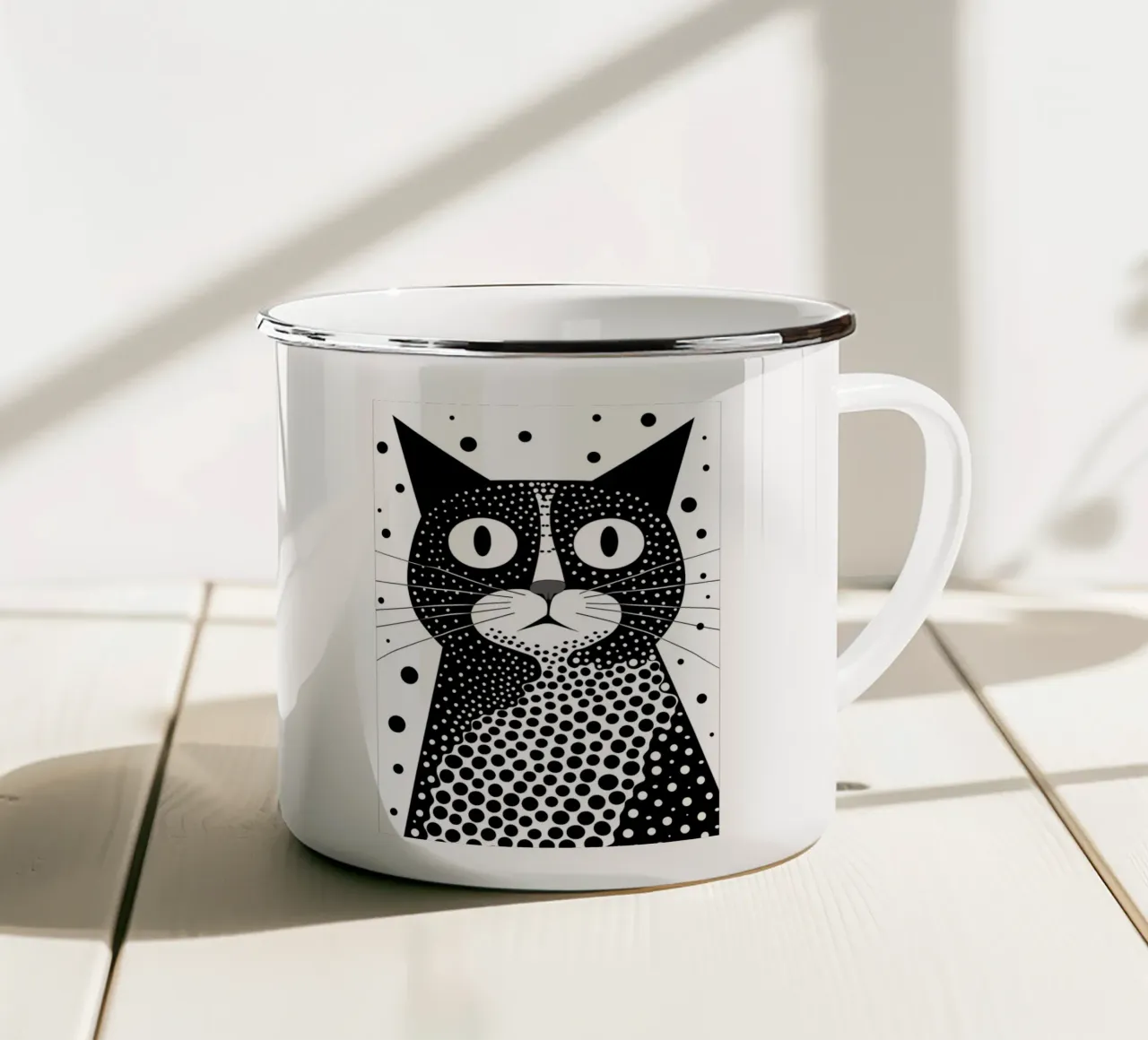 Gatto Meme Sorpreso tazza in smalto da Damion Francis