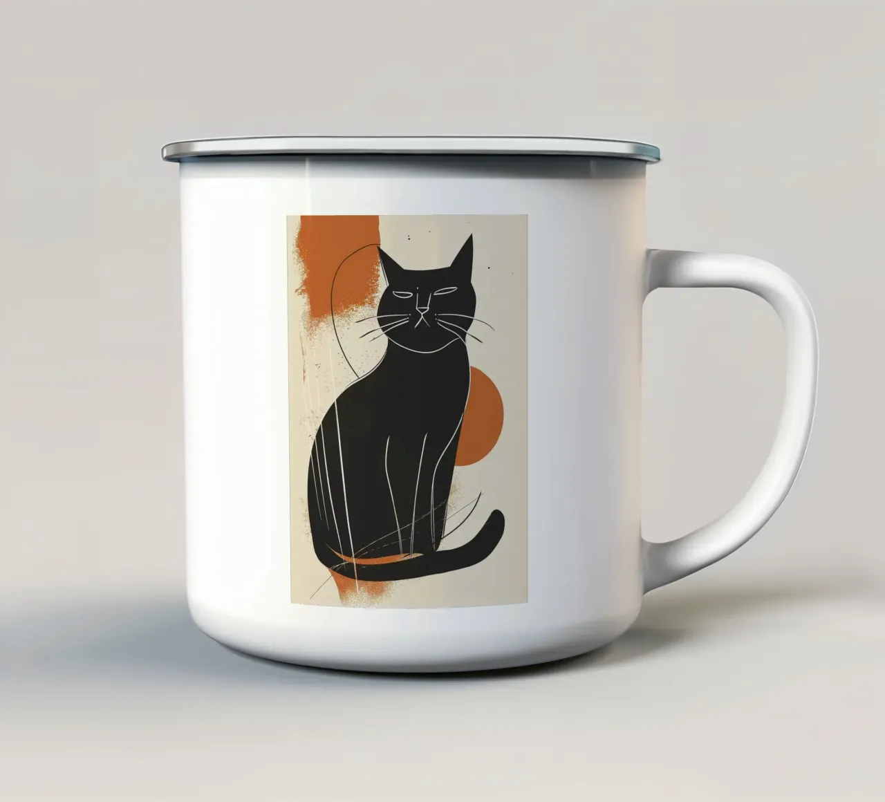 Il fascino del gatto nero tazza in smalto da Damion Francis