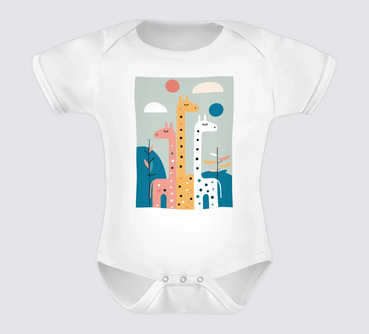 Three Giraffes body neonato maniche corte da Damion Francis