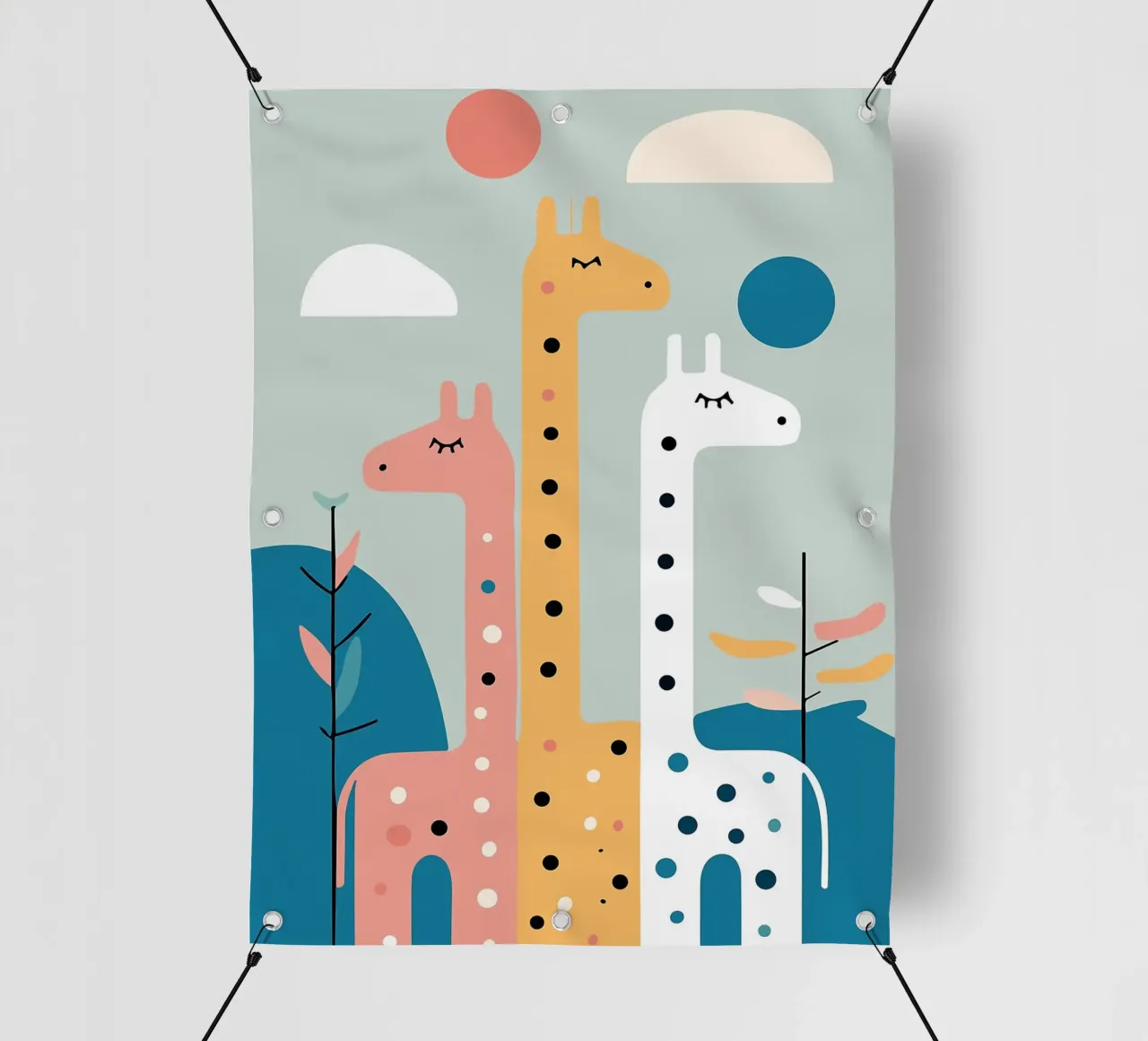 Three Giraffes telo in pvc da Damion Francis