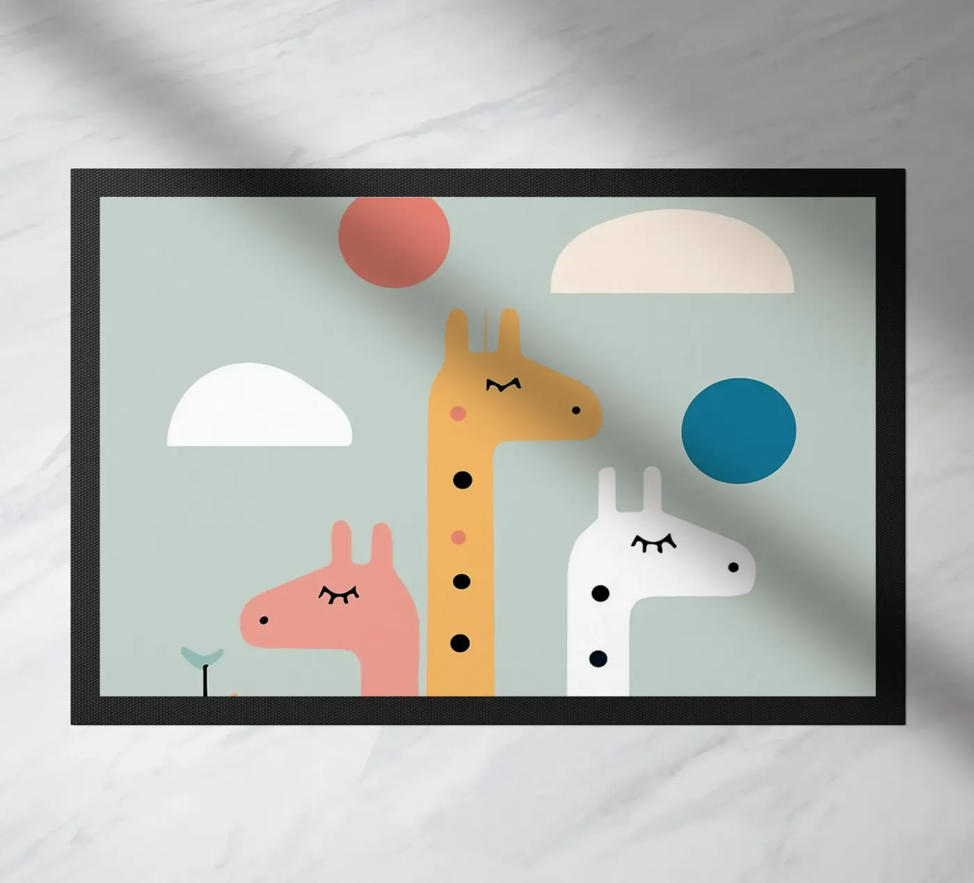 Drie giraffen deurmat van Damion Francis