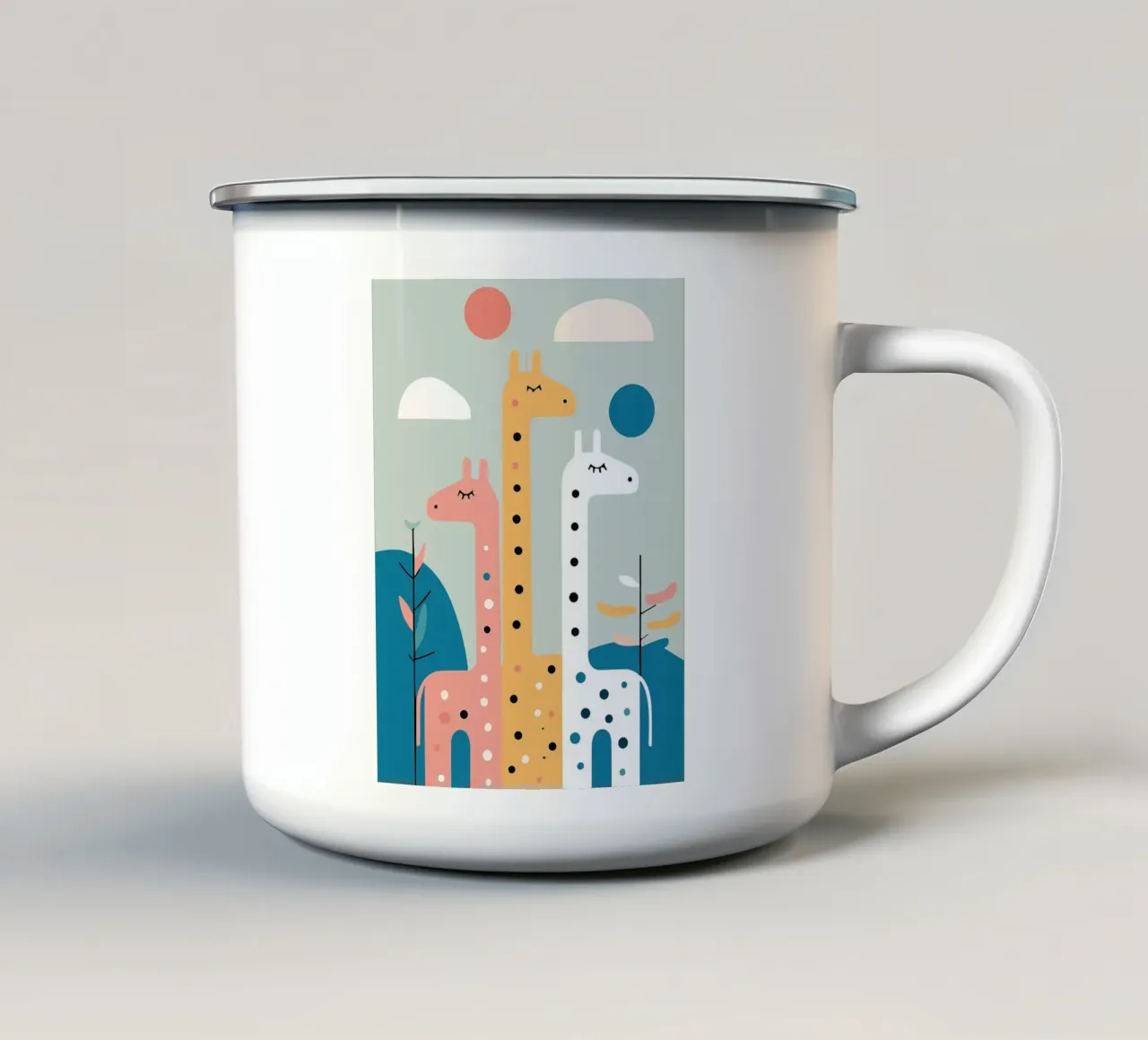 Three Giraffes tazza in smalto da Damion Francis