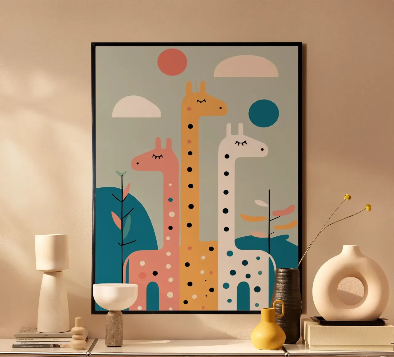 Three Giraffes carta hahnemühle da Damion Francis