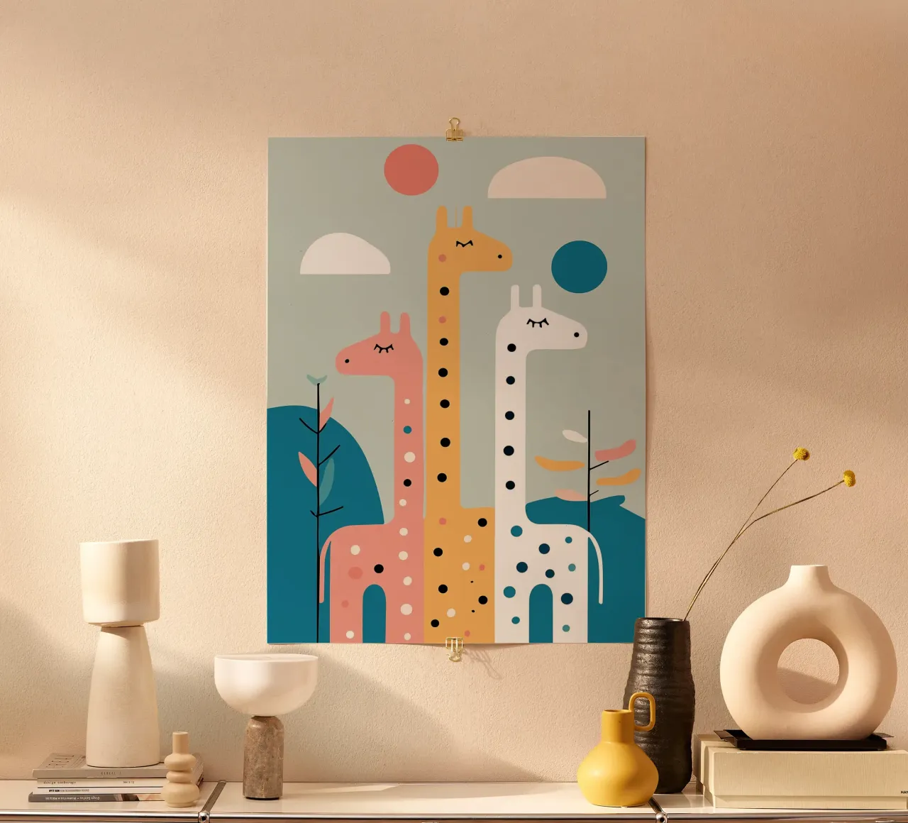 Three Giraffes carta hahnemühle da Damion Francis