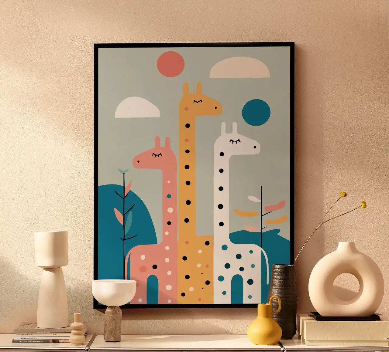 Three Giraffes carta hahnemühle da Damion Francis