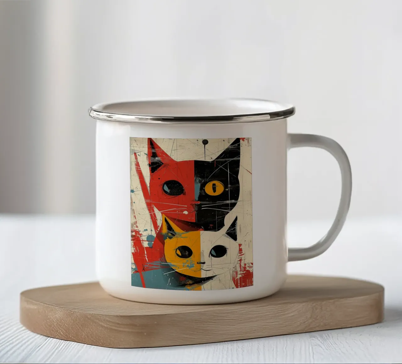 Gatto Vintage Fusion tazza in smalto da Damion Francis