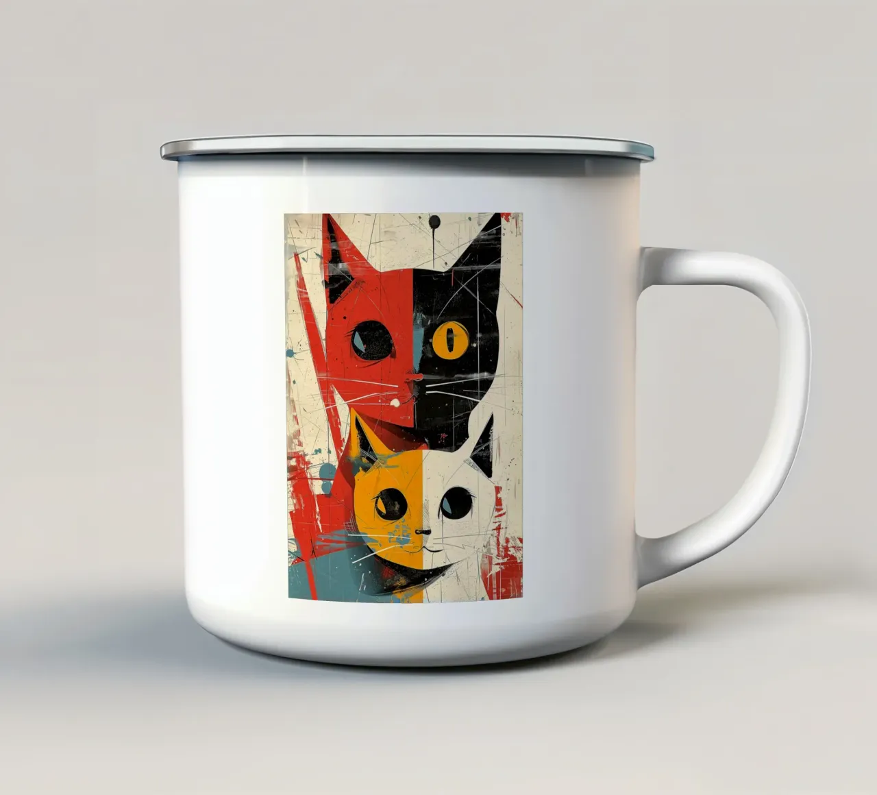 Gatto Vintage Fusion tazza in smalto da Damion Francis