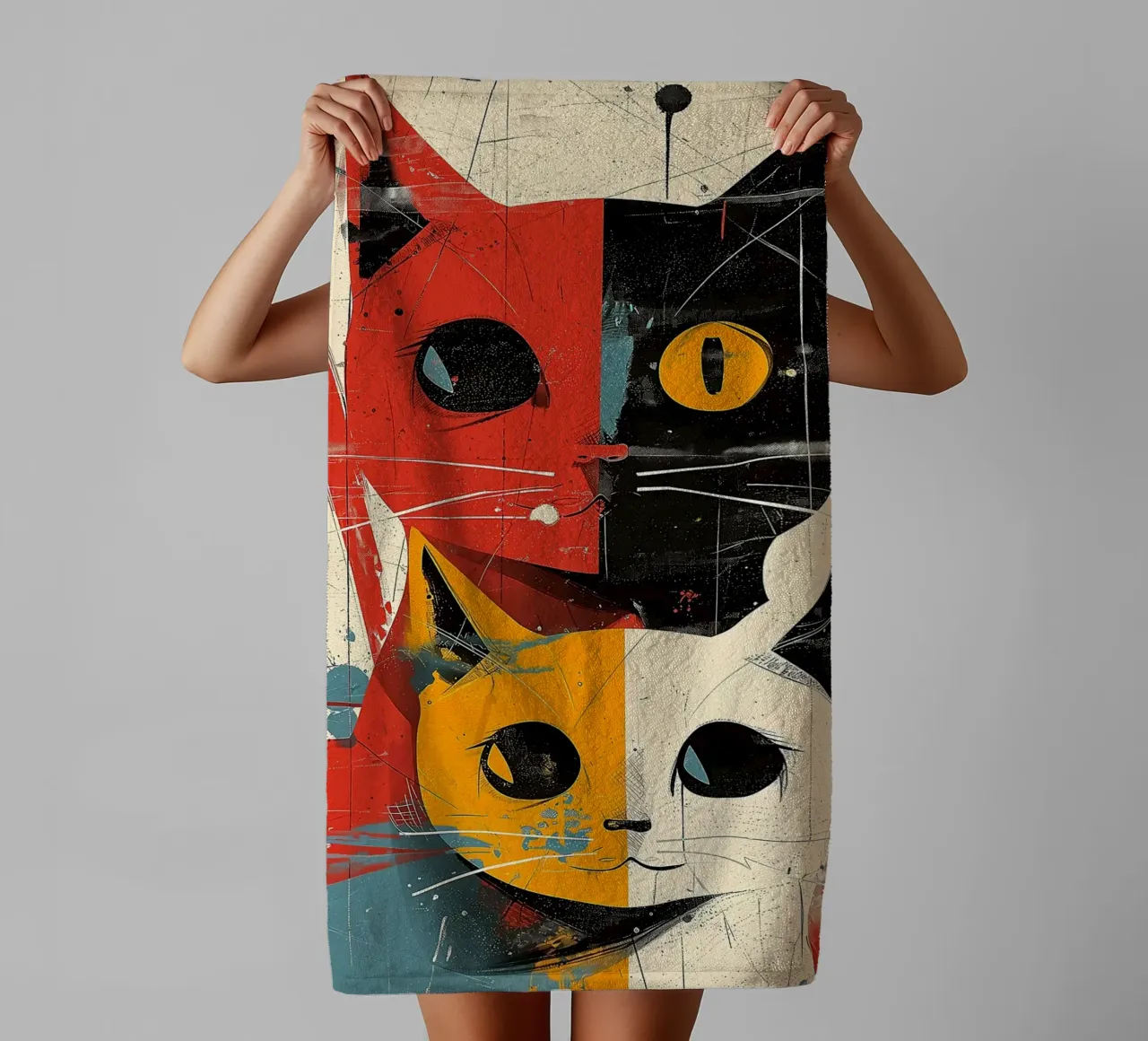 Gatto Vintage Fusion asciugamano da bagno da Damion Francis