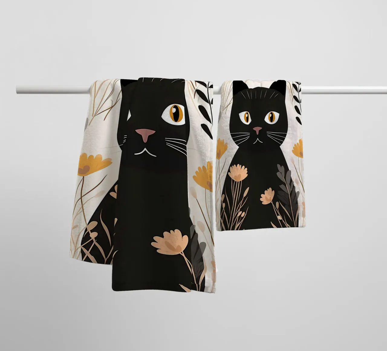 Fiori di gatti stravaganti asciugamano da bagno da Damion Francis