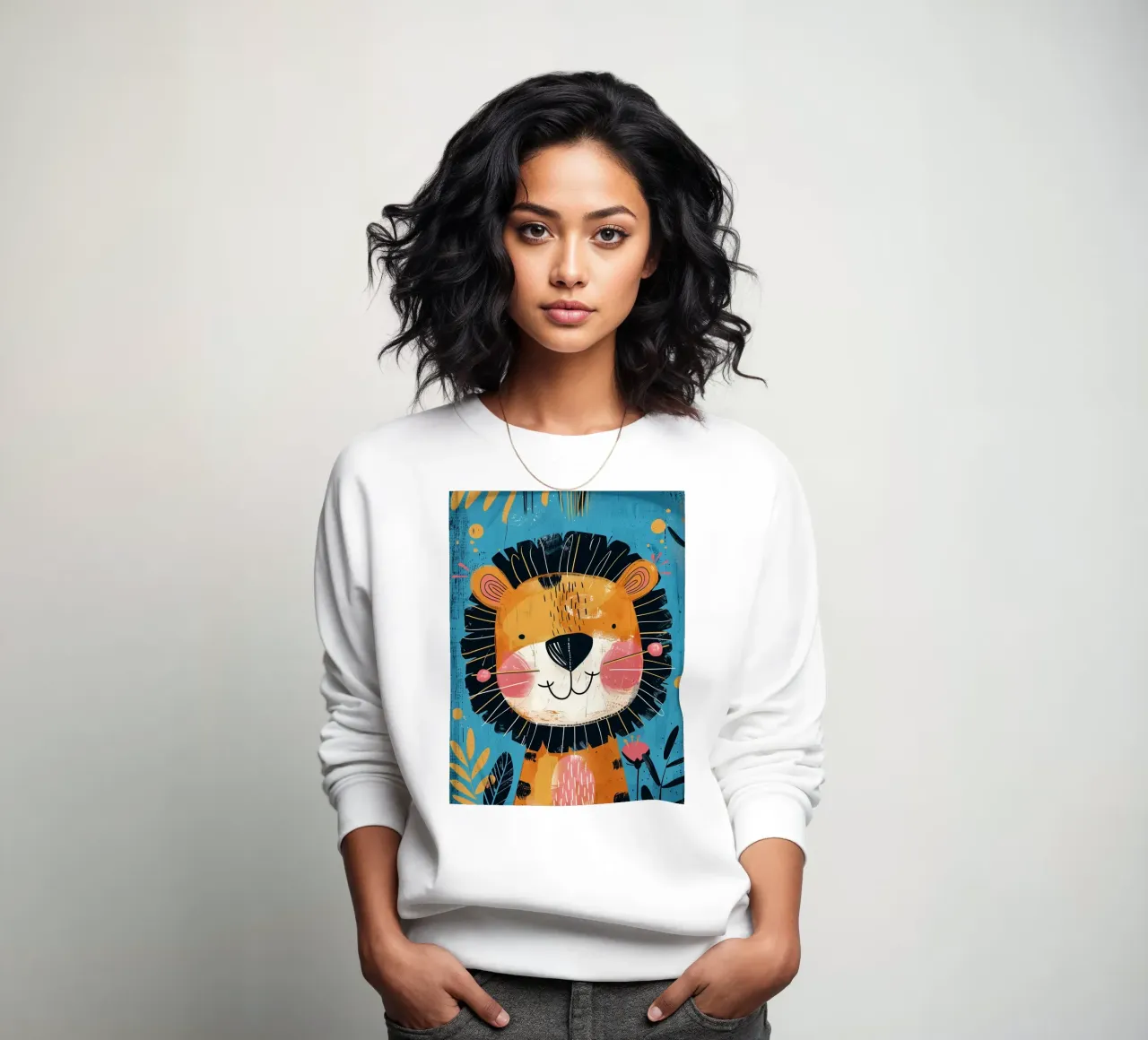 Grillige leeuwen-kinderkamer kunst sweatshirt van Damion Francis