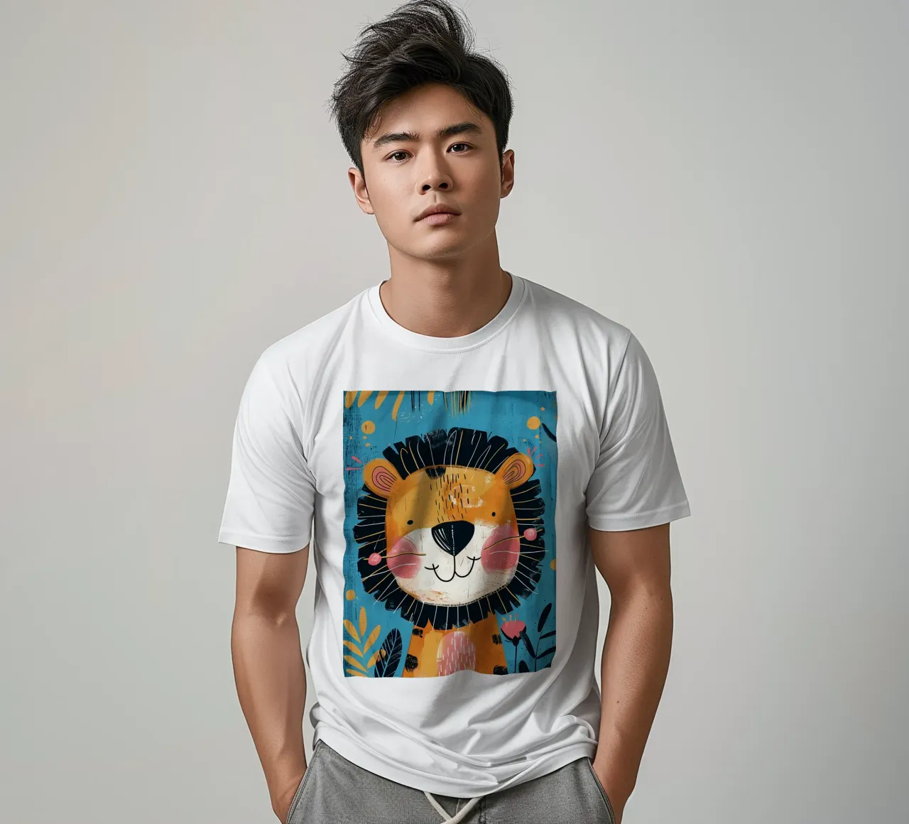 Grillige leeuwen-kinderkamer kunst t-shirt van Damion Francis