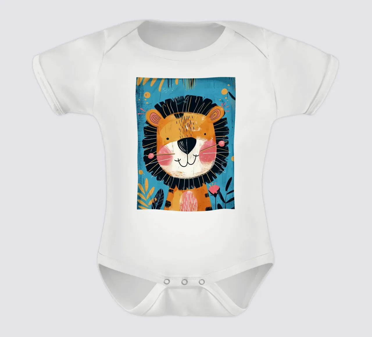 Grillige leeuwen-kinderkamer kunst babyrompertje korte mouwen van Damion Francis