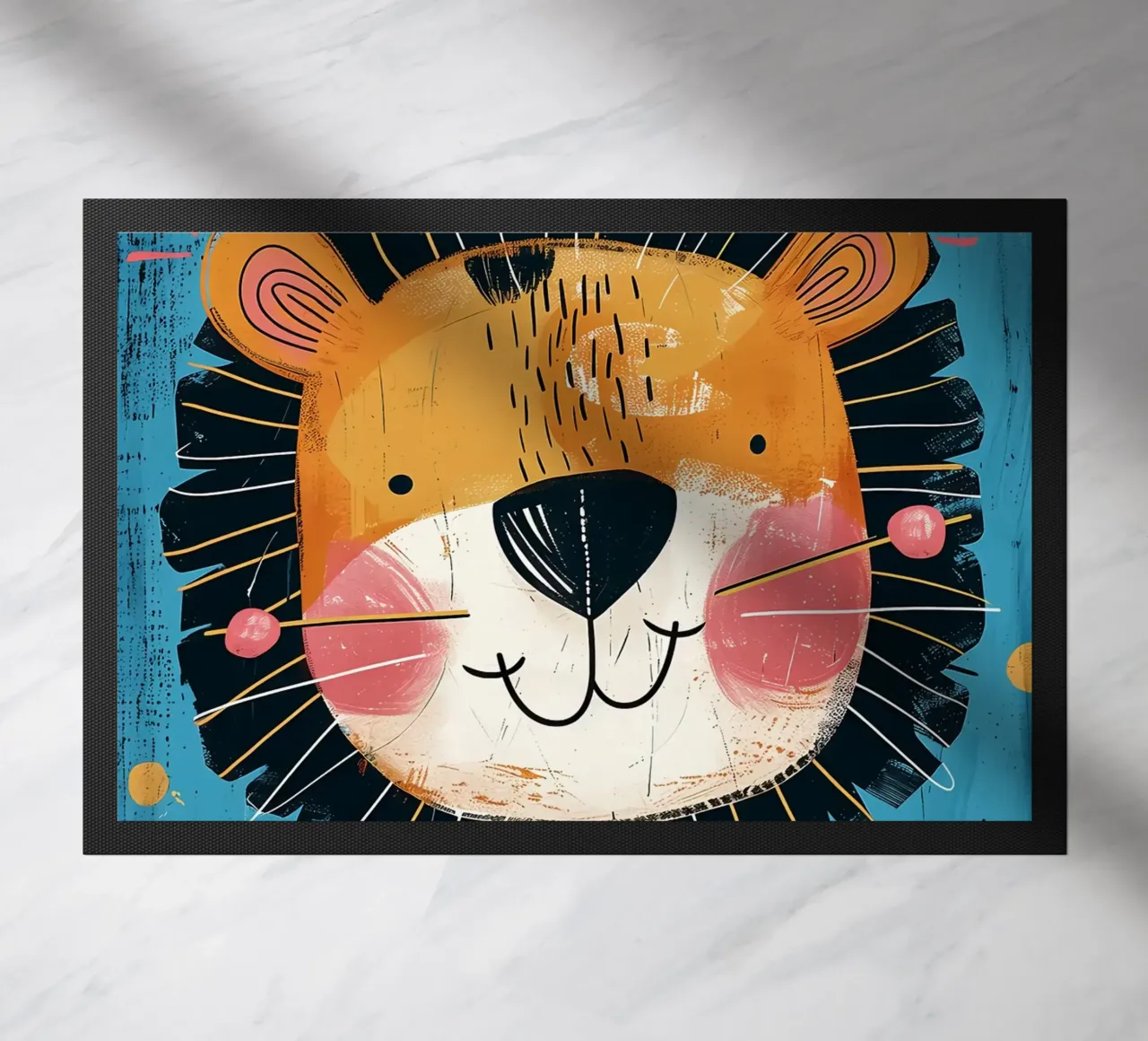 Grillige leeuwen-kinderkamer kunst deurmat van Damion Francis