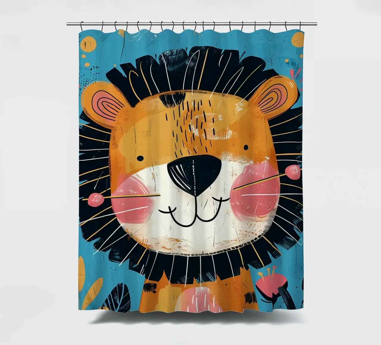 Grillige leeuwen-kinderkamer kunst douchegordijn van Damion Francis