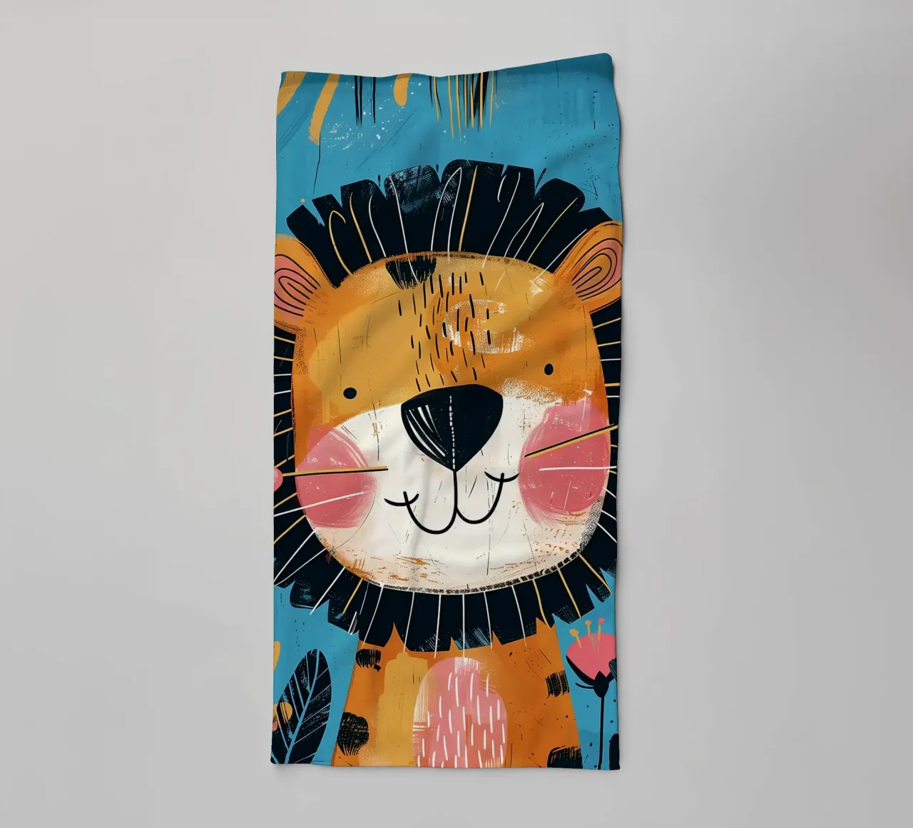 Grillige leeuwen-kinderkamer kunst badhanddoek van Damion Francis