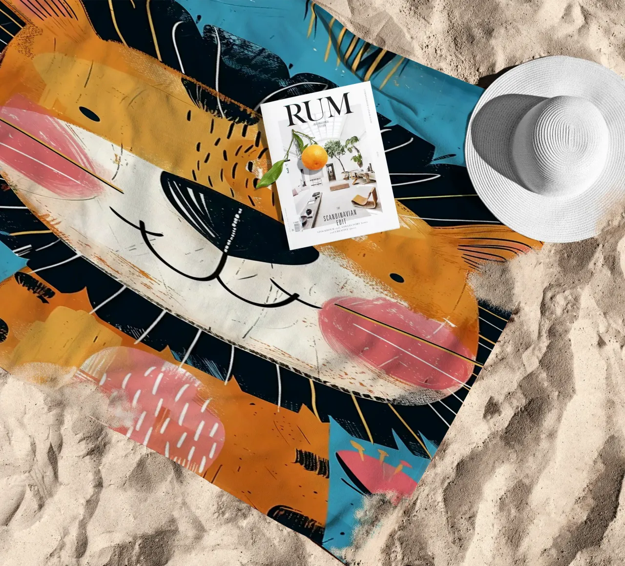 Grillige leeuwen-kinderkamer kunst strandhanddoek van Damion Francis