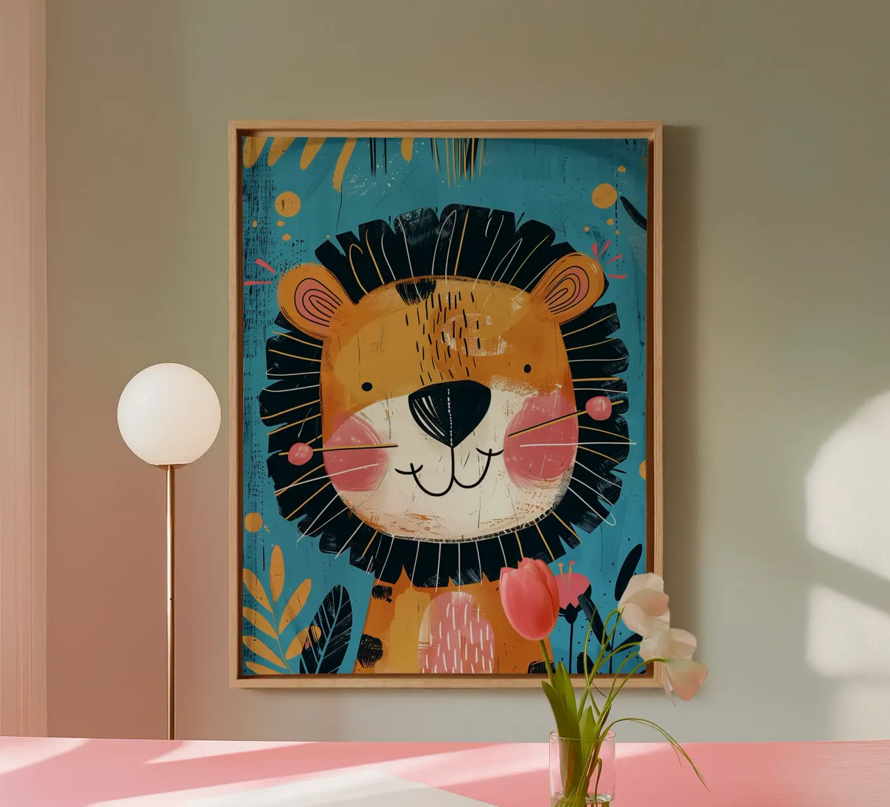 Grillige leeuwen-kinderkamer kunst canvas van Damion Francis