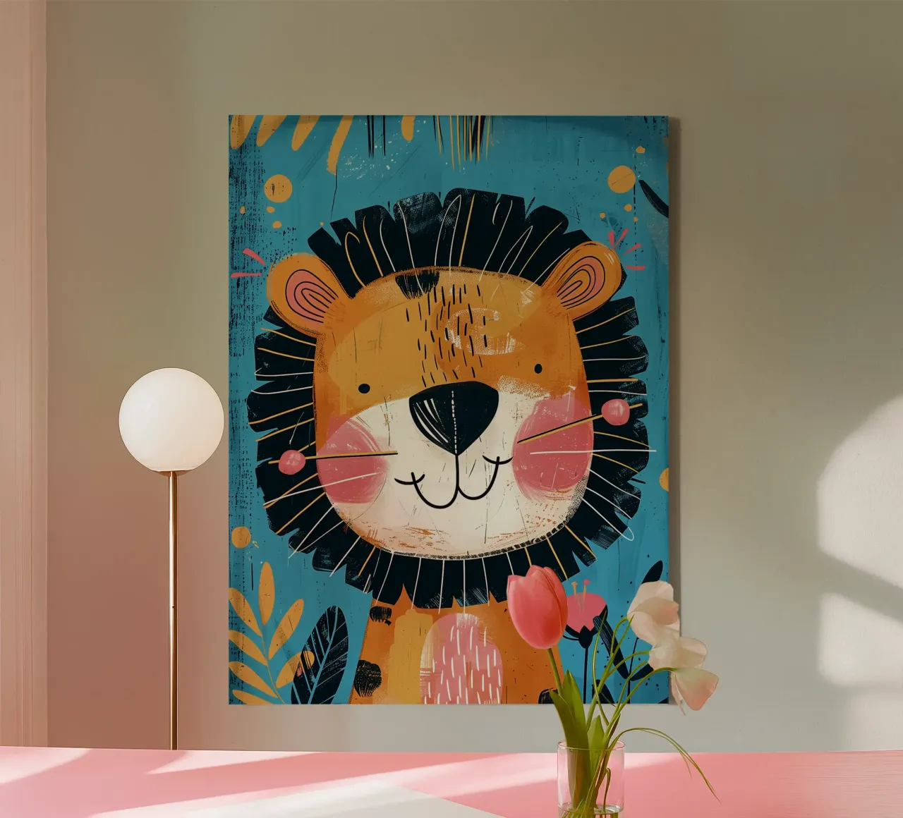 Grillige leeuwen-kinderkamer kunst canvas van Damion Francis