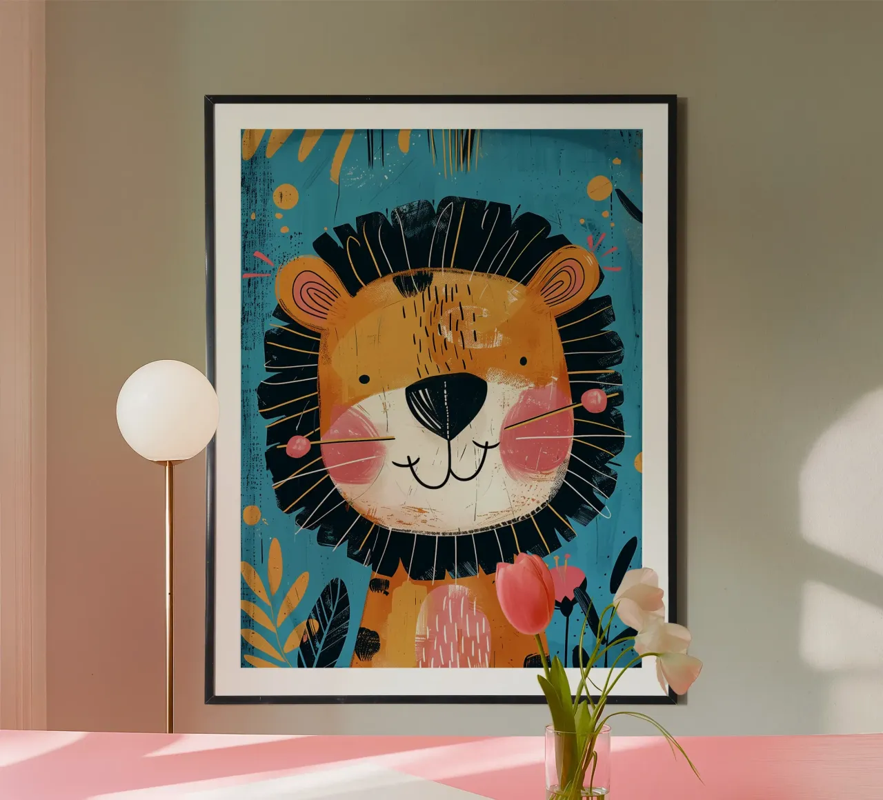 Grillige leeuwen-kinderkamer kunst hahnemühle van Damion Francis