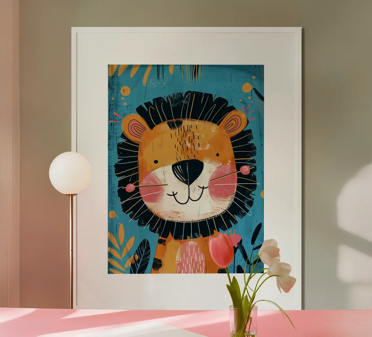 Grillige leeuwen-kinderkamer kunst hahnemühle van Damion Francis