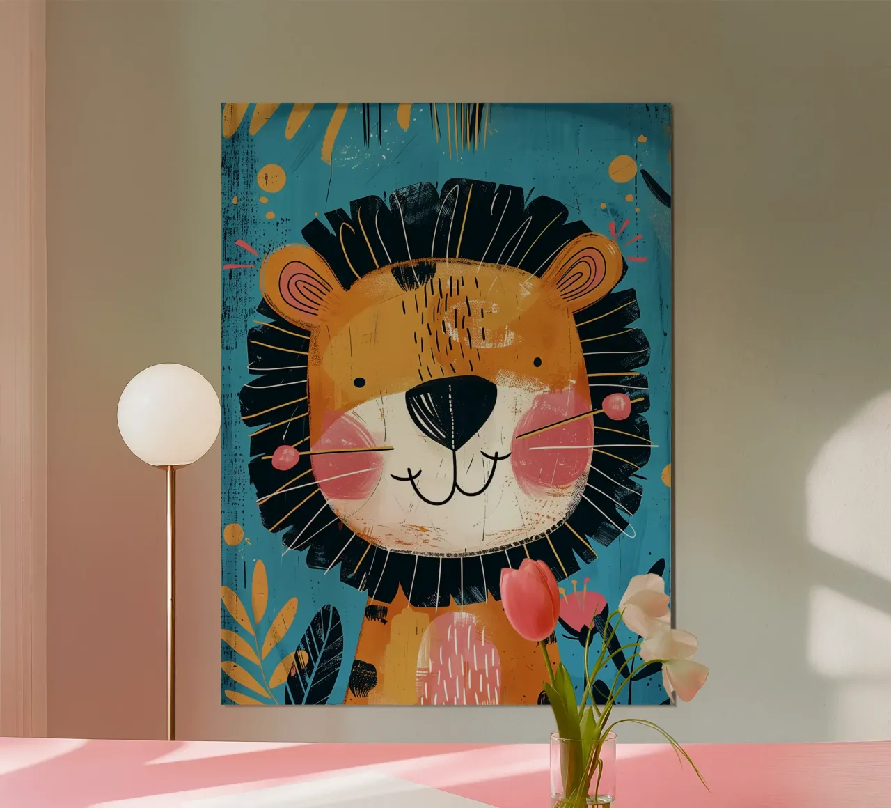 Grillige leeuwen-kinderkamer kunst hahnemühle van Damion Francis