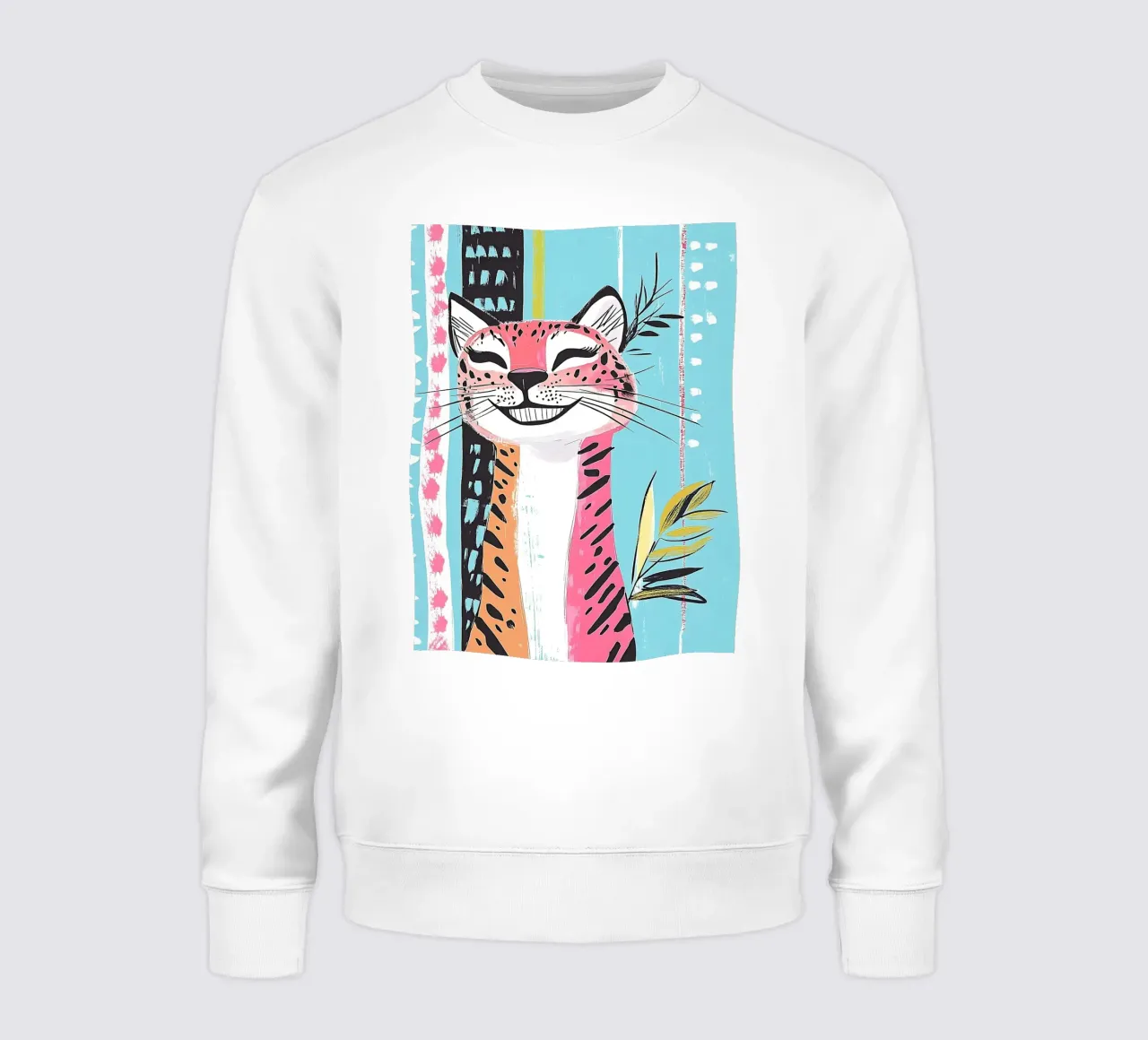 Gatto sorridente con stampa leopardata felpa da Damion Francis