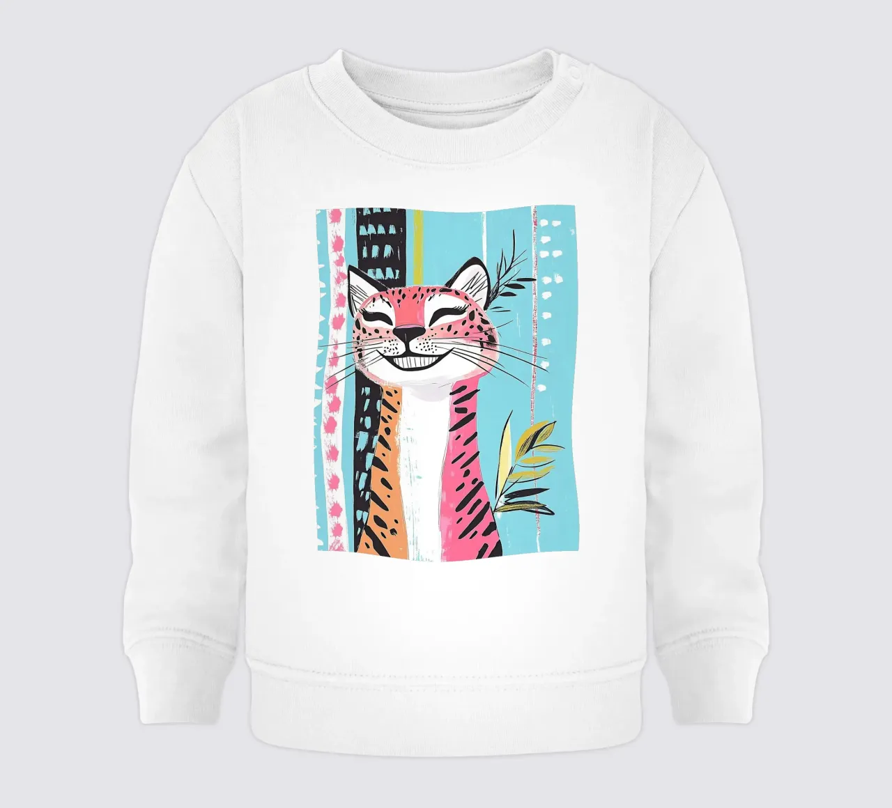 Gatto sorridente con stampa leopardata felpa neonato da Damion Francis