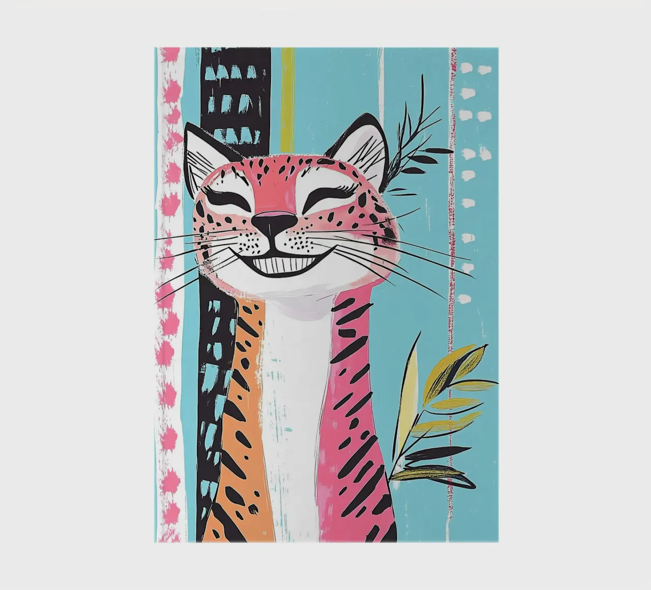 Smiling Leopard Print Cat notebook by Damion Francis